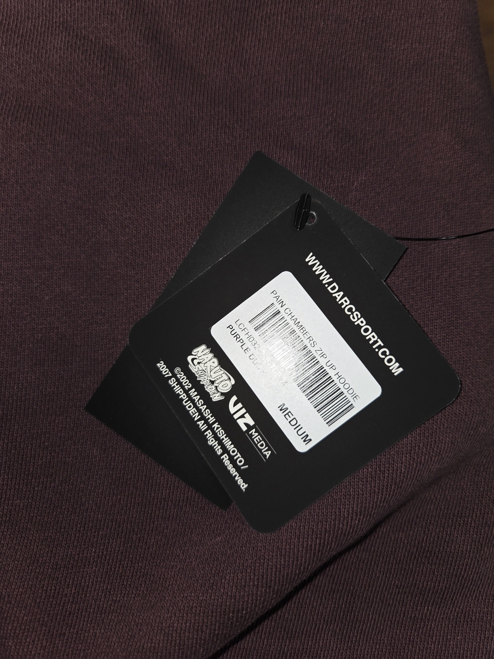 Darc Sport/Naruto Collab "PAIN" Unisex Purple Zip-Up Hoodie - Picture 4 of 9